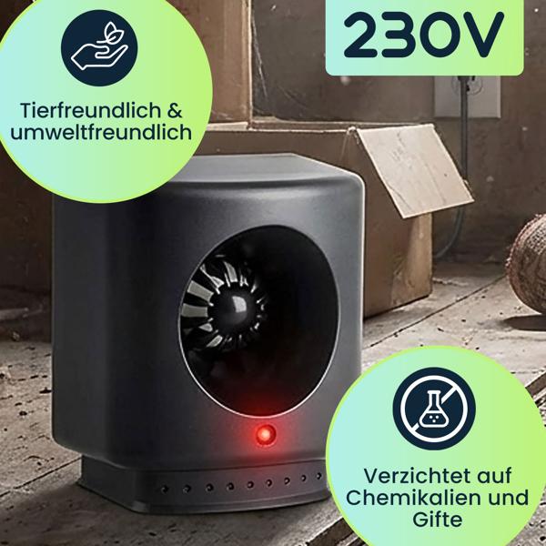 Ultraschall Mäuse- und Rattenabwehr 230V – effektiver Schutz bis 50 m² – chemiefrei, umweltfreundlich & geräuschlos – ideal für Haus, Garage & Keller