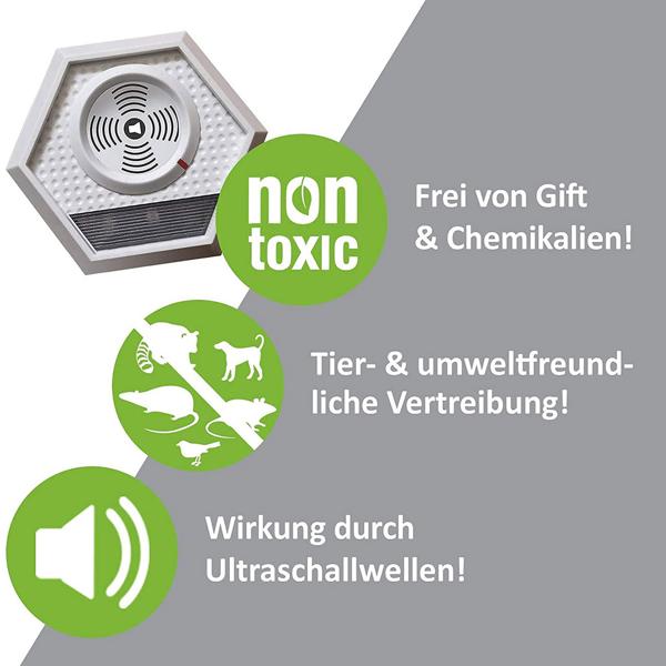 XL Ultraschall Tiervertreiber mit Blitz: 200m² Schutz, Akku & IP45 - Effektive Tierabwehr für Garten, Hof & mehr – Zuverlässig & Wetterfest