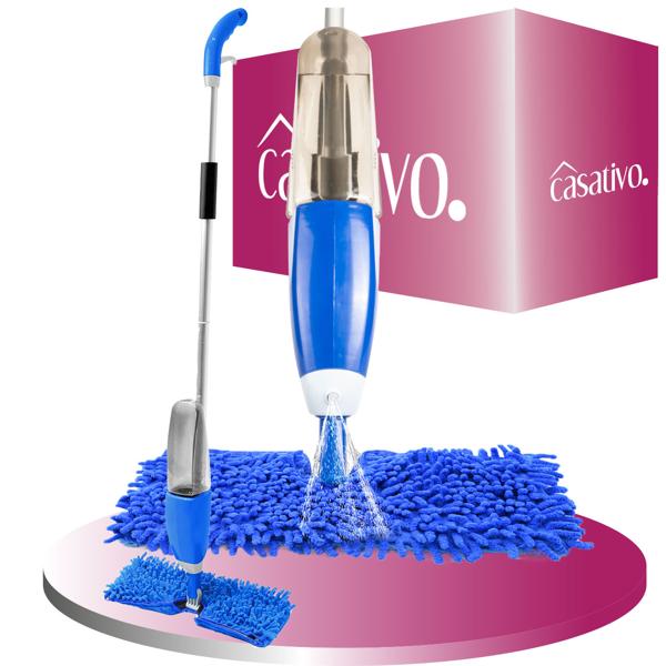 Balai-serpillère 2 en 1 avec vaporisateur – FastSwap – réservoir 700 ml, tête rotative à 180° – 2 lingettes incluses
