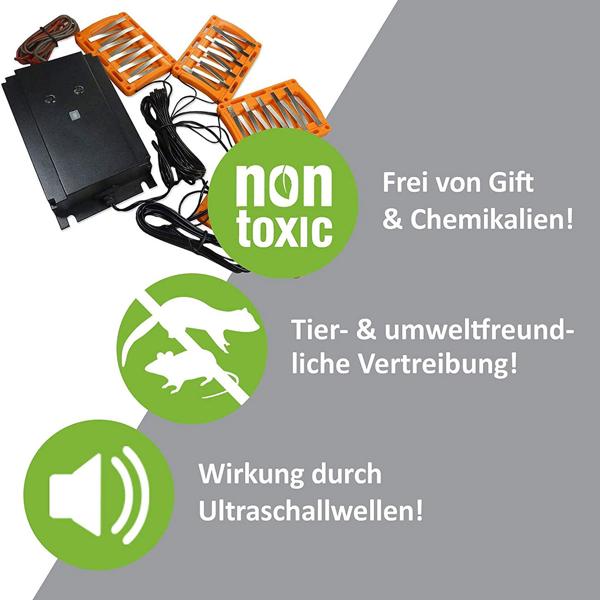 Ultimativer Marder-Schutz 3in1 – Ultraschall, Licht & elektrischer Schock, wetterfest, vertreibt Marder nachhaltig, schützt Ihr Fahrzeug