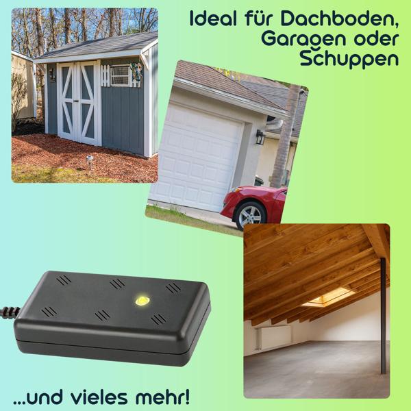 Effektive Marder-Abwehr mit Ultraschall & Blitzlicht – 230V Netzbetrieb für dauerhaften Schutz, vertreibt Marder schonend & zuverlässig