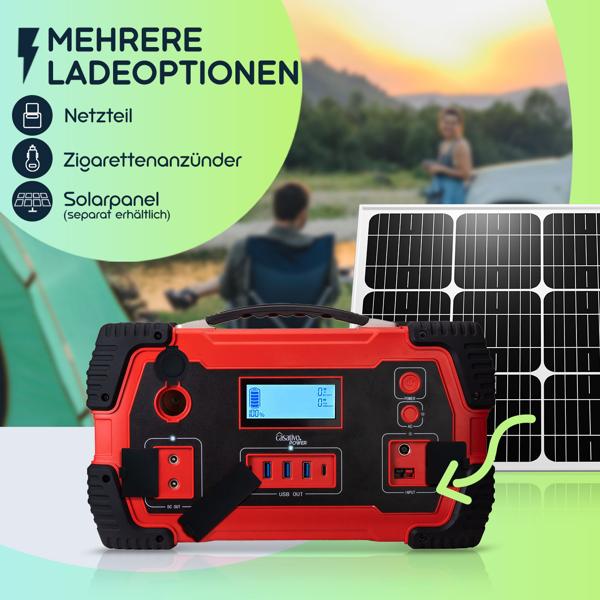 Hochleistungs-Powerstation & Solar-Generator mit 800 Wh, 230V & 12V, 1.000 Watt, 8 Anschlüsse, Überspannungsschutz