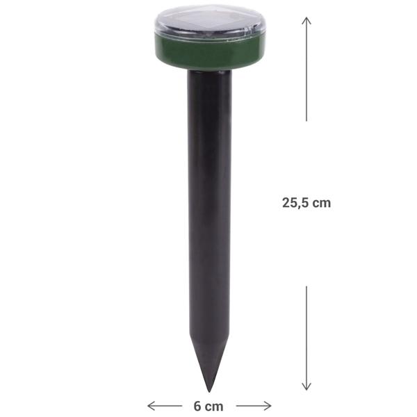 4er-Set Solar-Maulwurfvertreiber-Schreck - Vertreibt Maulwürfe & Wühlmäuse chemiefrei - 400 Hz Schallwellen-Abdeckung 500 m²- IP44 - Ø 6x25,5 cm