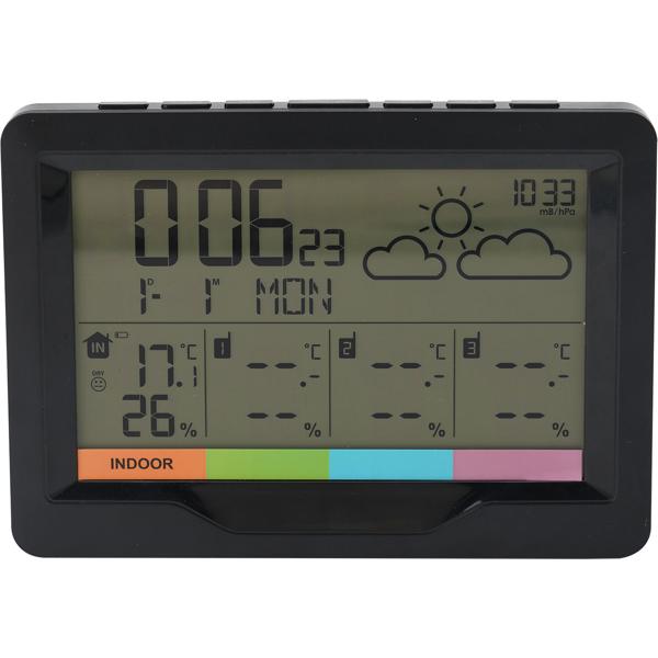 Professional wireless weather station with XL display and 3 wireless sensors, wireless alarm clock