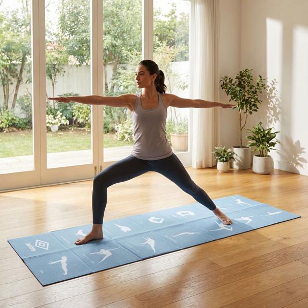 Foldable yoga mat 174 x 62 cm – ideal for travel & at home – fitness mat for yoga, Pilates & sport – joint relief – non-slip