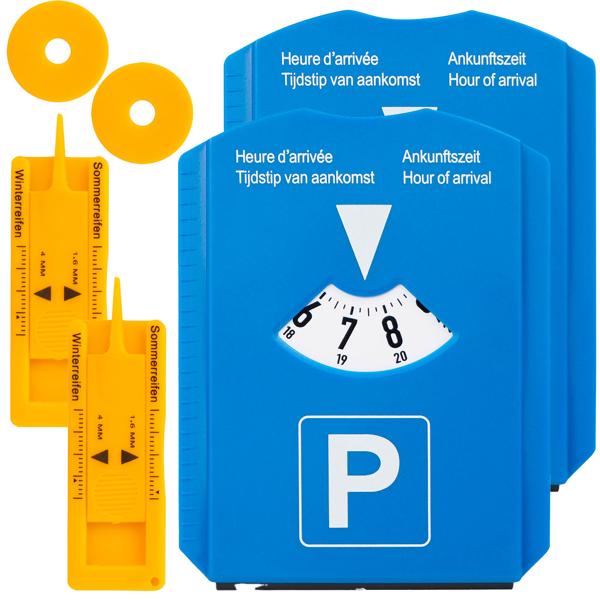 lot de 2 disques de stationnement avec grattoir à glace, couteau à profiler et jeton d‘achat