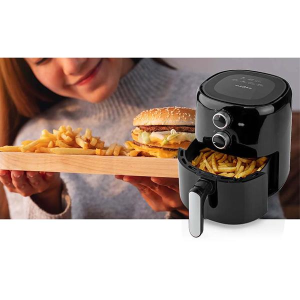 Friggitrice ad aria calda compatta 1500W - capacità 3L, timer e rivestimento antiaderente - frittura sana e a basso contenuto di grassi, preparazione rapida e pulizia facile