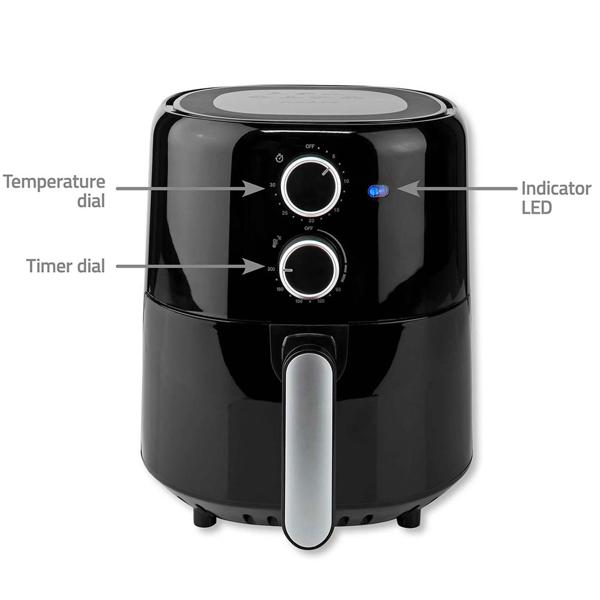 Friggitrice ad aria calda compatta 1500W - capacità 3L, timer e rivestimento antiaderente - frittura sana e a basso contenuto di grassi, preparazione rapida e pulizia facile