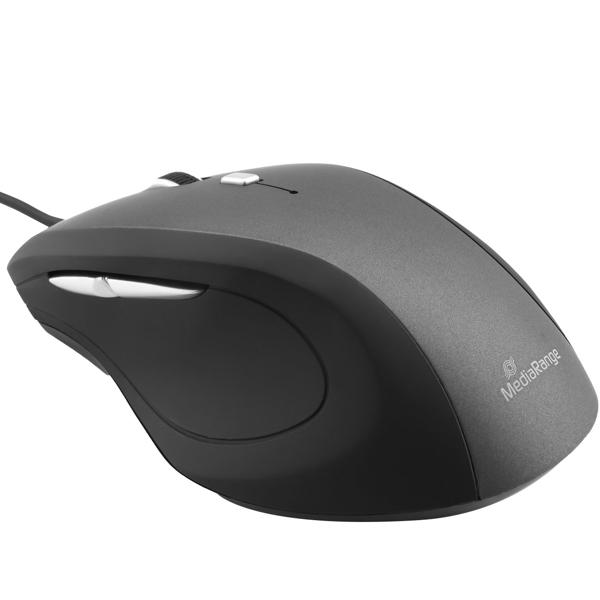 5-button mouse with optical sensor, black/grey