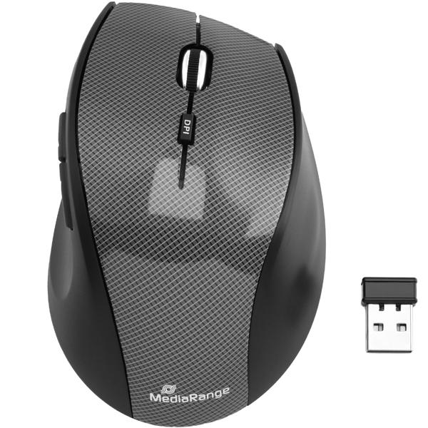 Kabellose 5-Tasten-Maus mit optischem Sensor, carbon