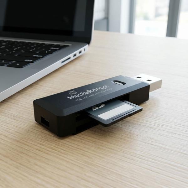 USB 3.0 Card Reader für SD- & MMC-Karten - Schneller Datenaustausch bis 5 Gbit/s - Plug & Play mit Windows, Linux & macOS - Schwarz