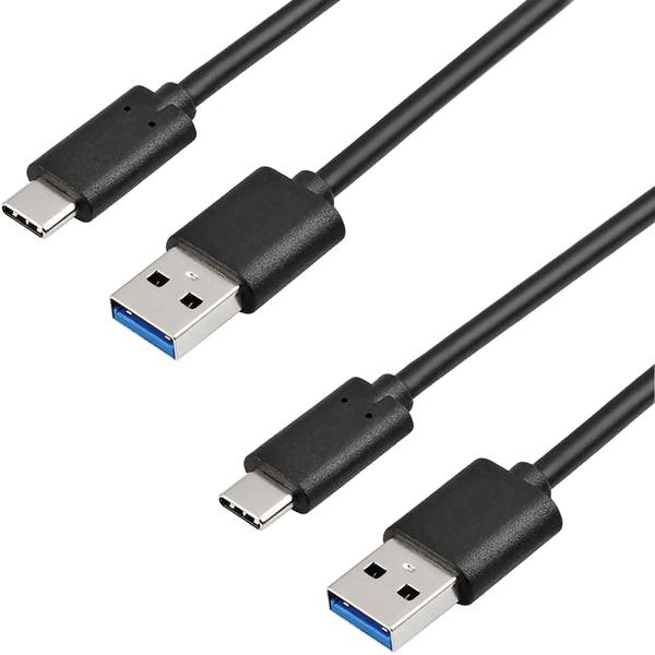 lot de 2 câbles de connexion, câble USB 3.0 avec USB Type-C, mâle, 1,0 mètre, noir