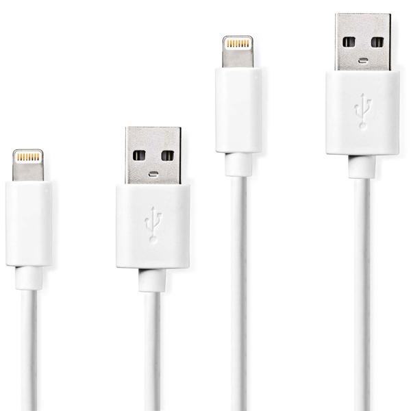 2er-Set iPhone Ladekabel, Lightning Kabel, USB-A, Apple MFi Zertifiziert, 1 m, weiss ideal für Iphone 6, 7, 8, 9, X, XS, 11, 12, 13, 14, Pro / Max