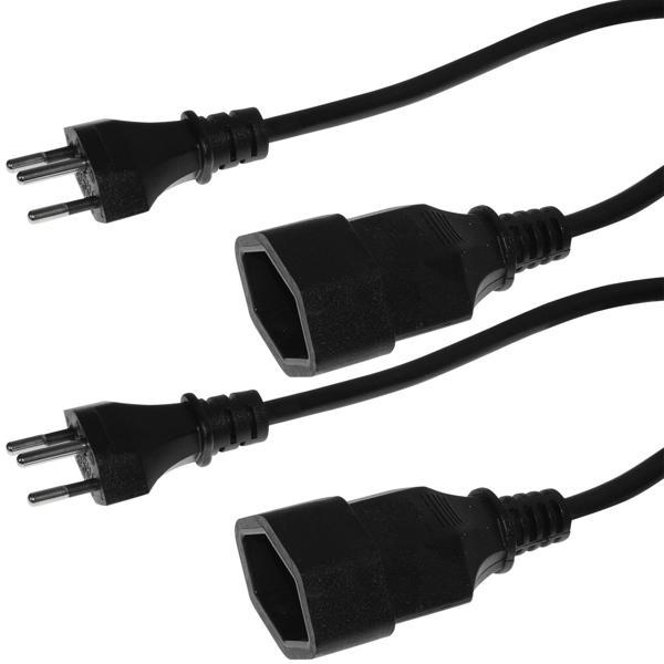Lot de 2 rallonges électriques de 3 m chacune, noir – câble d’alimentation 3 pôles robuste avec prise – alimentation électrique sûre et flexible, idéale pour la maison, le bureau et l’atelier