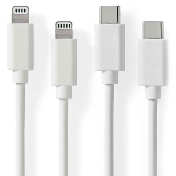 2er-Set iPhone Ladekabel, Lightning Kabel, USB-C, Apple MFi Zertifiziert, 1 m, weiss ideal für Iphone 6, 7, 8, 9, X, XS, 11, 12, 13, 14, Pro / Max
