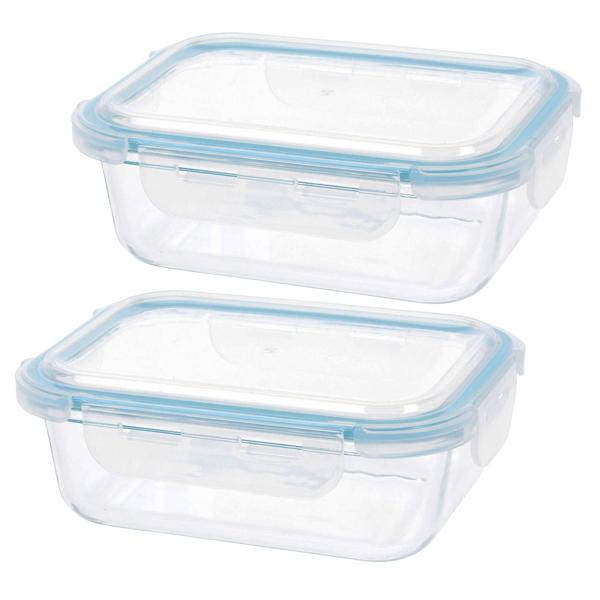 2er-Set Borosilikatglas Frischhaltedose 550ml - Hitzebeständig -40 bis +400°C, auslaufsicher, luftdicht - Mikrowellen-, Backofen- & Spülmaschinengeeignet