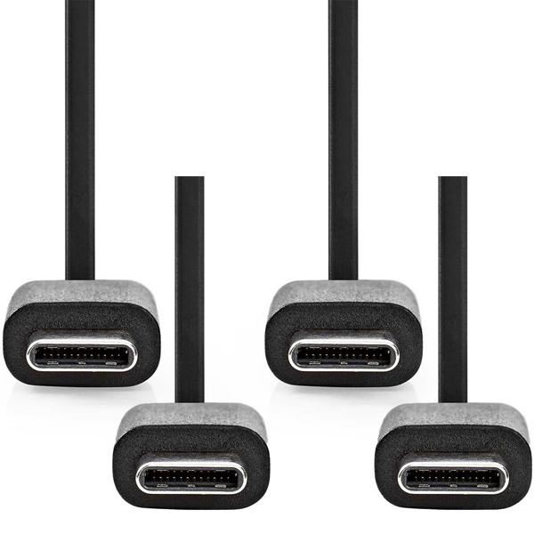 set di 2 cavi di ricarica da USB-C a USB C, Quick Charge, USB 2.0, nero, 1 m per iPhone 15, 16 / Samsung / Huawei / Xiaomi, Air Pods, Galaxy Buds e molto altro.