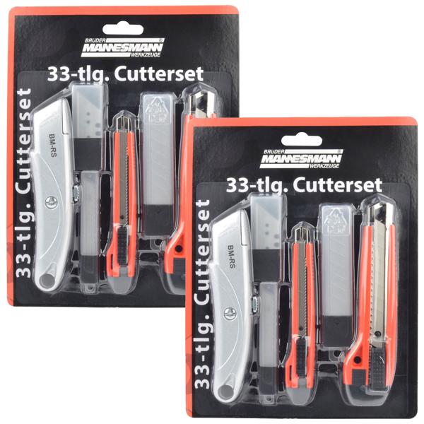 set di 2 coltelli da taglio 33 pezzi, universale, coltello da taglio e 30 lame: 19, 18, 9 mm - lame affilate per tagli precisi in molti materiali