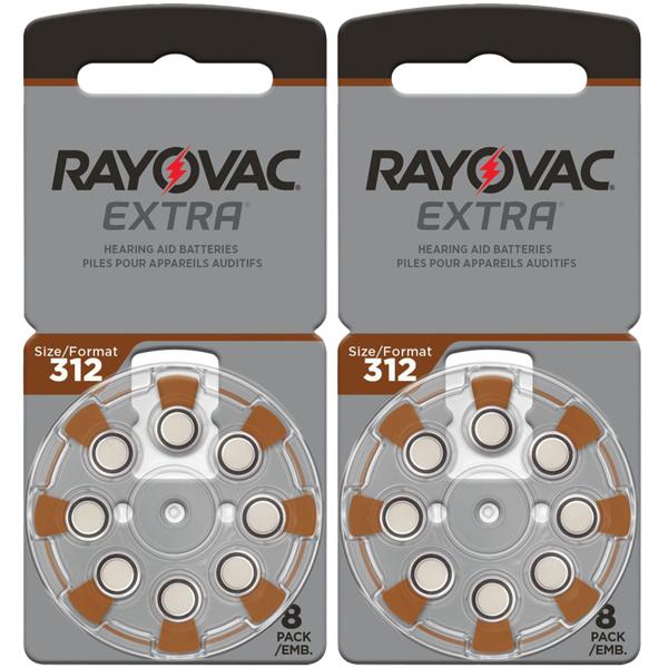 2er-Set Langlebige Hörgeräte Batterien Typ 312 (R312AE, ZL3, PR41), braun, 1,4V/180 mAh, 2x 8er-Pack