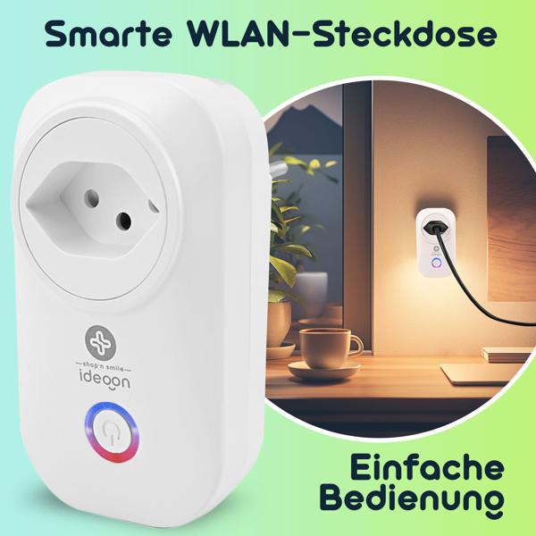 3er-Set Smarte WLAN-Steckdose mit Strommessung: WiFi-Funkschalter (weiss) für App-gesteuerte Energieersparnis & bequeme Geräteverwaltung