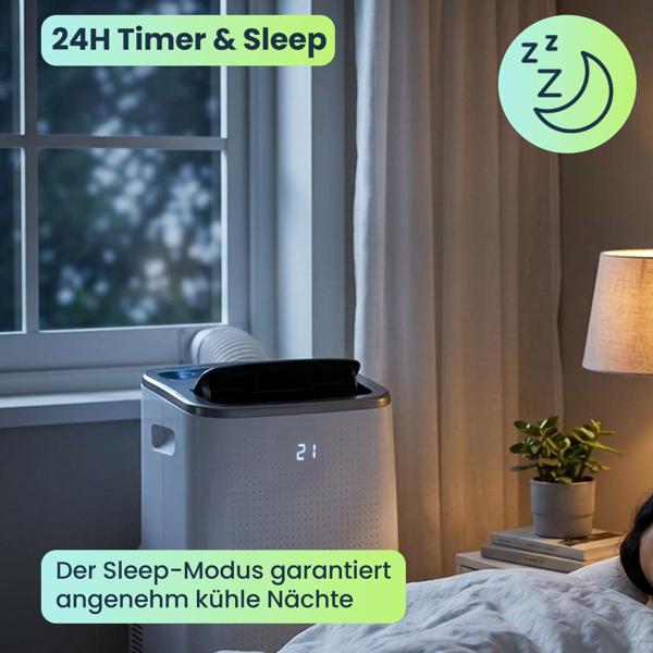 Mobile 14.000 BTU Klimaanlage - weiss, Top Kühlung & Entfeuchtung mit App-Steuerung - Leistungsstarkes und flexibeles Klimagerät auf Rollen