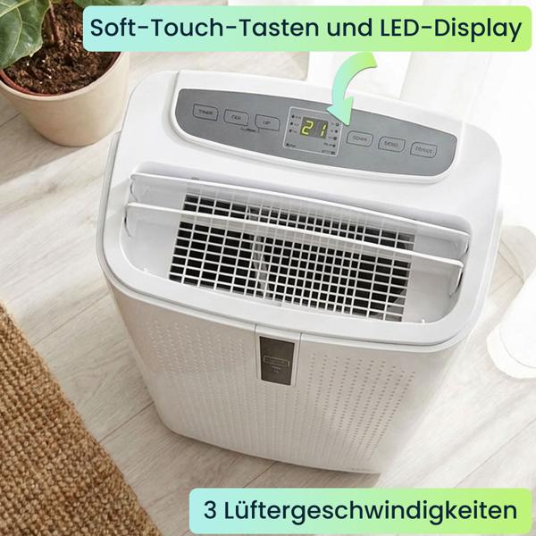 Mobile Klimaanlage mit 12.000 BTU, leistungsstark & leise, mit Entfeuchter, Timer & App-Steuerung, auf Rollen für flexiblen Einsatz in jedem Raum