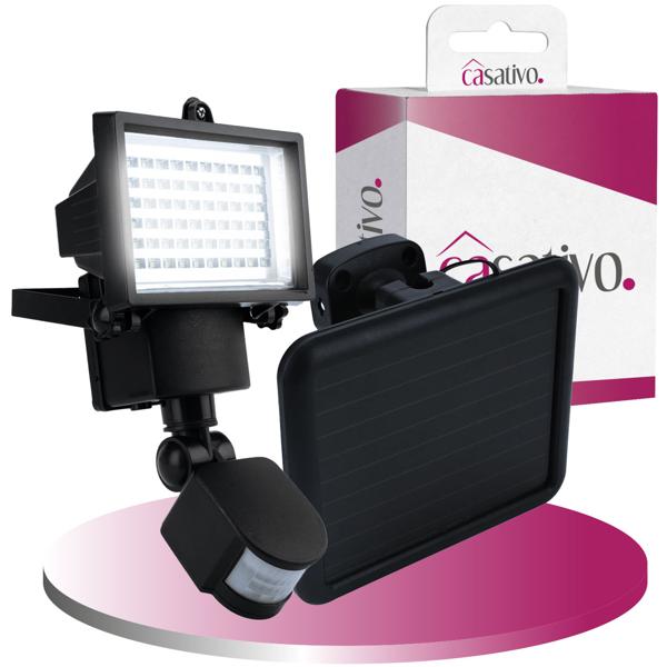 Solar LED wall floodlight for outdoors, PIR sensor 180°, 12 W, particularly bright 750 lumens, IP44, completely self-sufficient thanks to solar panel, pleasant white light