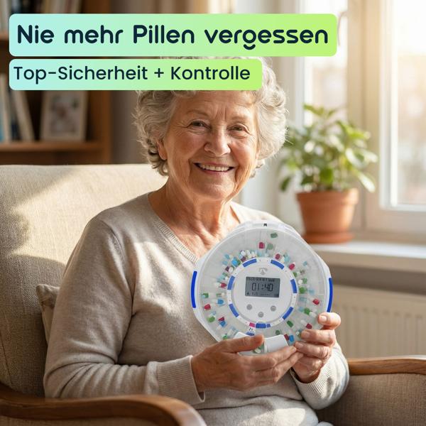 SmartLife Medikamentendose, WLAN, App Steuerung/Überwachung, 28 Fächer, LCD-Display - Nie mehr Pillen vergessen - Top-Sicherheit + Kontrolle