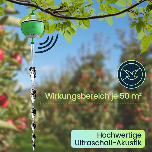 2er-Set Ultraschall-Vogelvertreiber (je 50m²): Effektiver Vogelschreck zum Aufhängen für zuverlässige Vogelabwehr im Aussenbereich