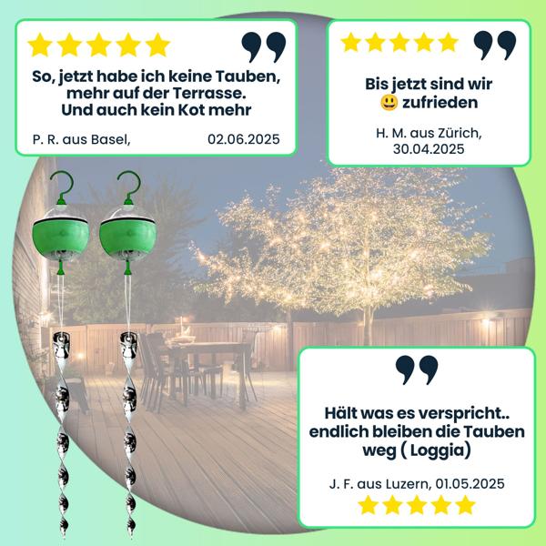 2er-Set Ultraschall-Vogelvertreiber (je 50m²): Effektiver Vogelschreck zum Aufhängen für zuverlässige Vogelabwehr im Aussenbereich