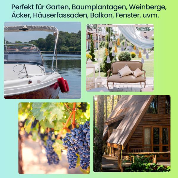 2er-Set Ultraschall-Vogelvertreiber (je 50m²): Effektiver Vogelschreck zum Aufhängen für zuverlässige Vogelabwehr im Aussenbereich