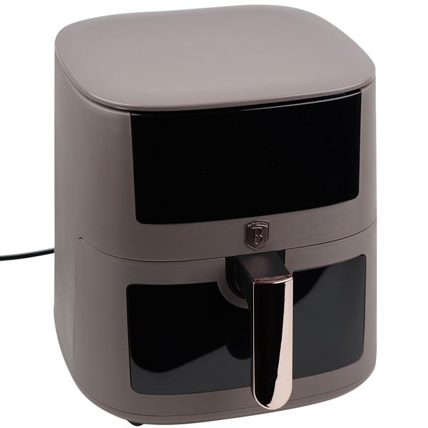 XXL Heissluftfritteuse 8L – Air Fryer mit 8 Kochprogrammen, Sichtfenster, Warmhaltefunktion & Touch-Display, stilvolles Design in Taupe