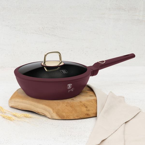 Design cooking set incl. trivet, aluminum, 10-piece, titanium non-stick coating, bordeaux, suitable for all types of stoves
