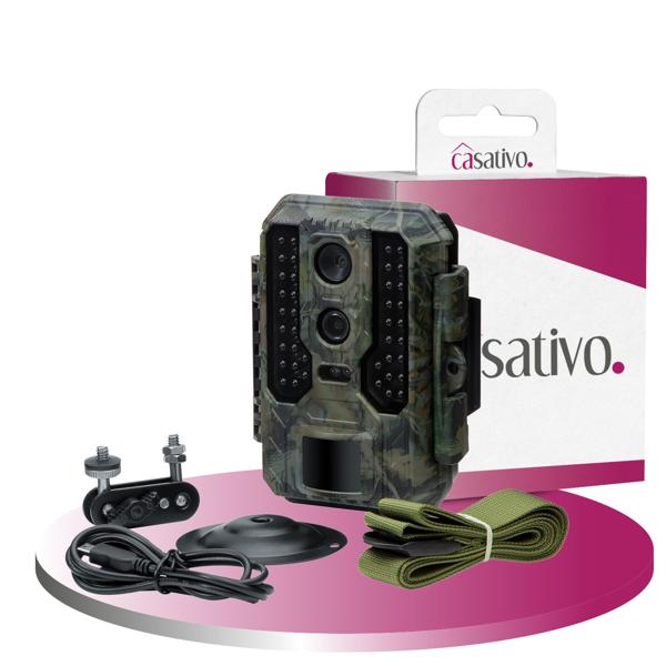 Telecamera professionale 4K per animali selvatici con visione notturna IR, funzione time-lapse e timer, sensore PIR, doppio obiettivo, microfono, scatto multiplo, IP65