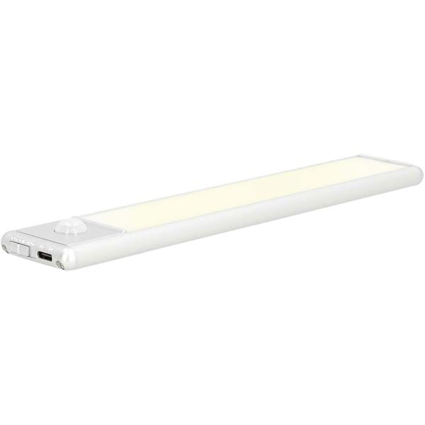 set of 4 practical rechargeable LED light strip with motion sensor, 20.5 cm, aluminum, magnetic strip and adhesive tape, 1100 mAh battery