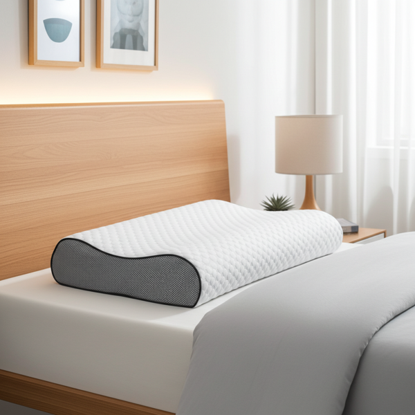 Oreiller ergonomique mousse à mémoire de forme 60x40 cm - Pour dos & côtés - Housse respirante lavable - Soutien nuque & anti-tensions - Hypoallergénique