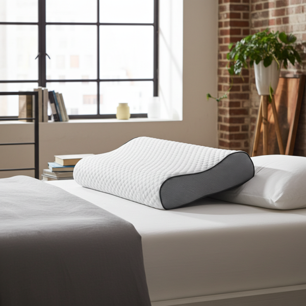 Oreiller ergonomique mousse à mémoire de forme 60x40 cm - Pour dos & côtés - Housse respirante lavable - Soutien nuque & anti-tensions - Hypoallergénique