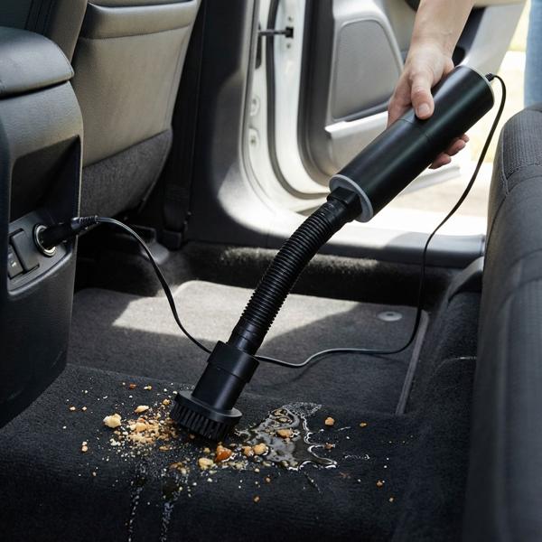 Compact 12V car handheld vacuum: wet/dry, aluminum-ABS, Eco, black - effective car vacuum for thorough cleaning - modern design