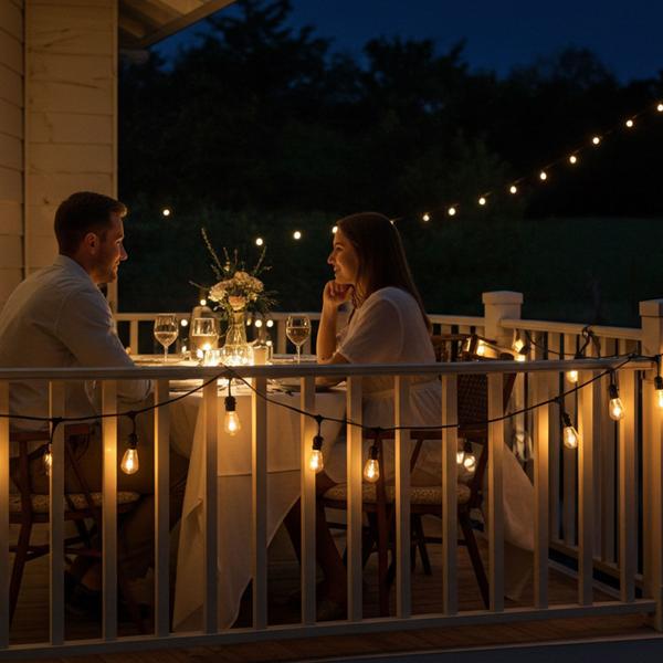 Lot 2 Guirlandes Lumineuses Solaires Ampoule - 10 LED Blanc Chaud - 6m Capteur Crépusculaire - IP44 Jardin Balcon Terrasse