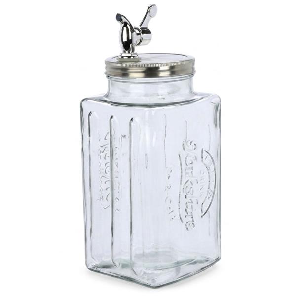 Set de 2 distributeurs de boissons en verre – capacité 3 litres chacun avec robinet & couvercle – idéal pour punch, limonade & eau – hygiénique & élégant