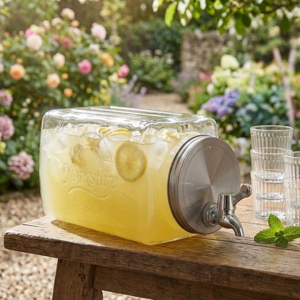 Set de 2 distributeurs de boissons en verre – capacité 3 litres chacun avec robinet & couvercle – idéal pour punch, limonade & eau – hygiénique & élégant