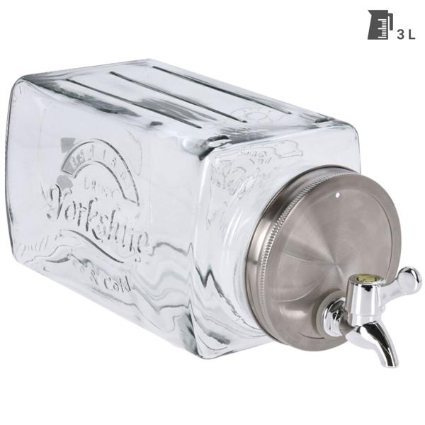 Set de 2 distributeurs de boissons en verre – capacité 3 litres chacun avec robinet & couvercle – idéal pour punch, limonade & eau – hygiénique & élégant