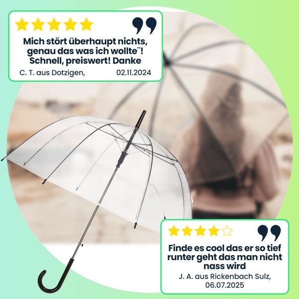 Stabiler Regenschirm mit Automatiköffnung, transparent, Ø 85 cm, moderner und stylischer Regenlook, leichte Handhabung