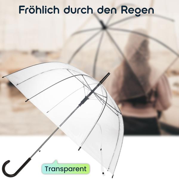 2er-Set Stabiler Regenschirm mit Automatiköffnung, transparent, Ø 85 cm, moderner und stylischer Regenlook, leichte Handhabung