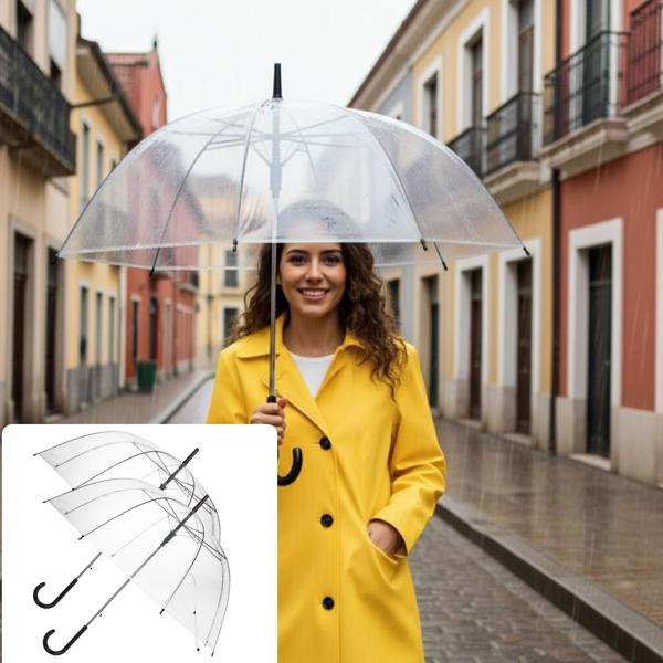 2er-Set Stabiler Regenschirm mit Automatiköffnung, transparent, Ø 85 cm, moderner und stylischer Regenlook, leichte Handhabung