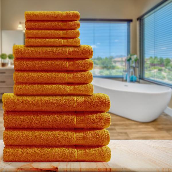Handtuchset 12-teilig - 4 Gäste-, 4 Hand-, 4 Duschtücher - 100% Baumwolle, terra - Kuschelweich, saugstark, schnell trocknend - Pflegeleicht