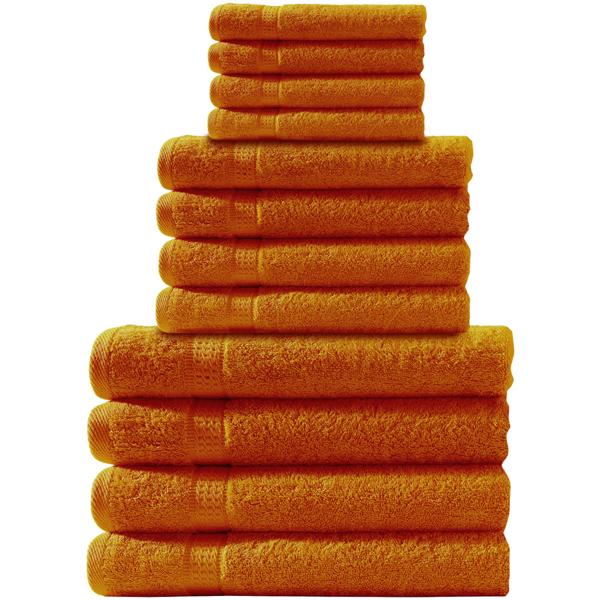 Handtuchset 12-teilig - 4 Gäste-, 4 Hand-, 4 Duschtücher - 100% Baumwolle, terra - Kuschelweich, saugstark, schnell trocknend - Pflegeleicht