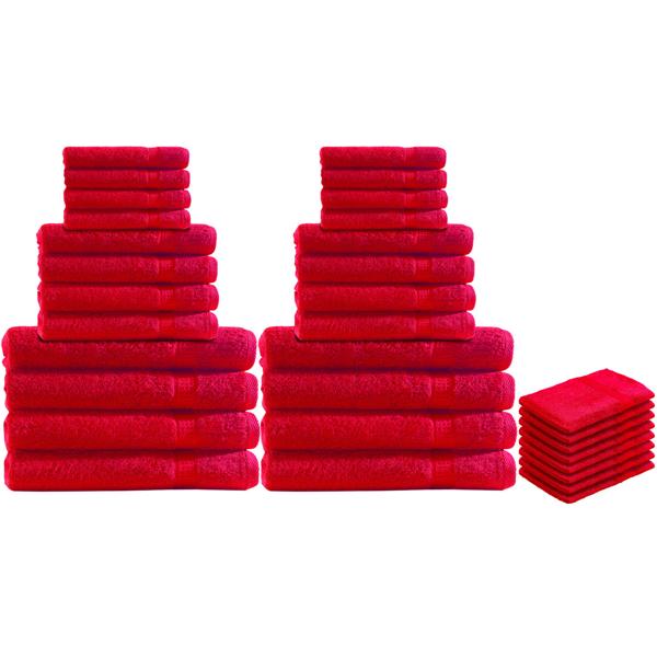 set di asciugamani in spugna da 32 pezzi, 8 asciugamani per ospiti, asciugamani per mani, asciugamani da bagno e flanelle, rosso