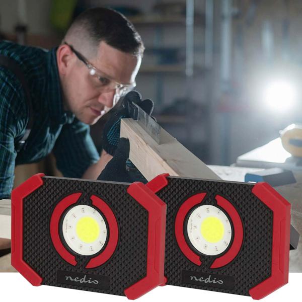 2er-Set COB-LED Arbeitsleuchte & Powerbank - 1000lm, Akkubetrieb, freihändig mit Magnet - IP21, USB-C, 5 Modi, 180° Stativ