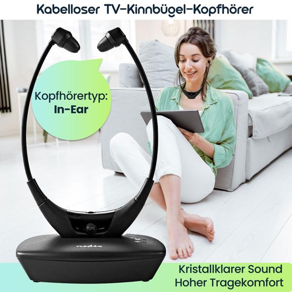Kabelloser TV-Kinnbügel-Kopfhörer – leicht, ergonomisch & in Schwarz – klarer Sound, komfortabler Sitz & ideal für ungestörten TV Erlebnis